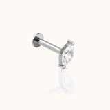 Minimal Oval CZ Threadless Labret Titanium Flat Back Earring