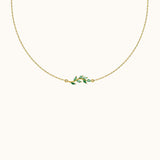Gold Chain Plant Leaf Pendant Emerald Charm Green CZ Leaves Necklace by Doviana