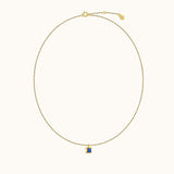 Petite Midnight Blue CZ Dangle Dark Blue Square Pendant Gold Necklace by Doviana
