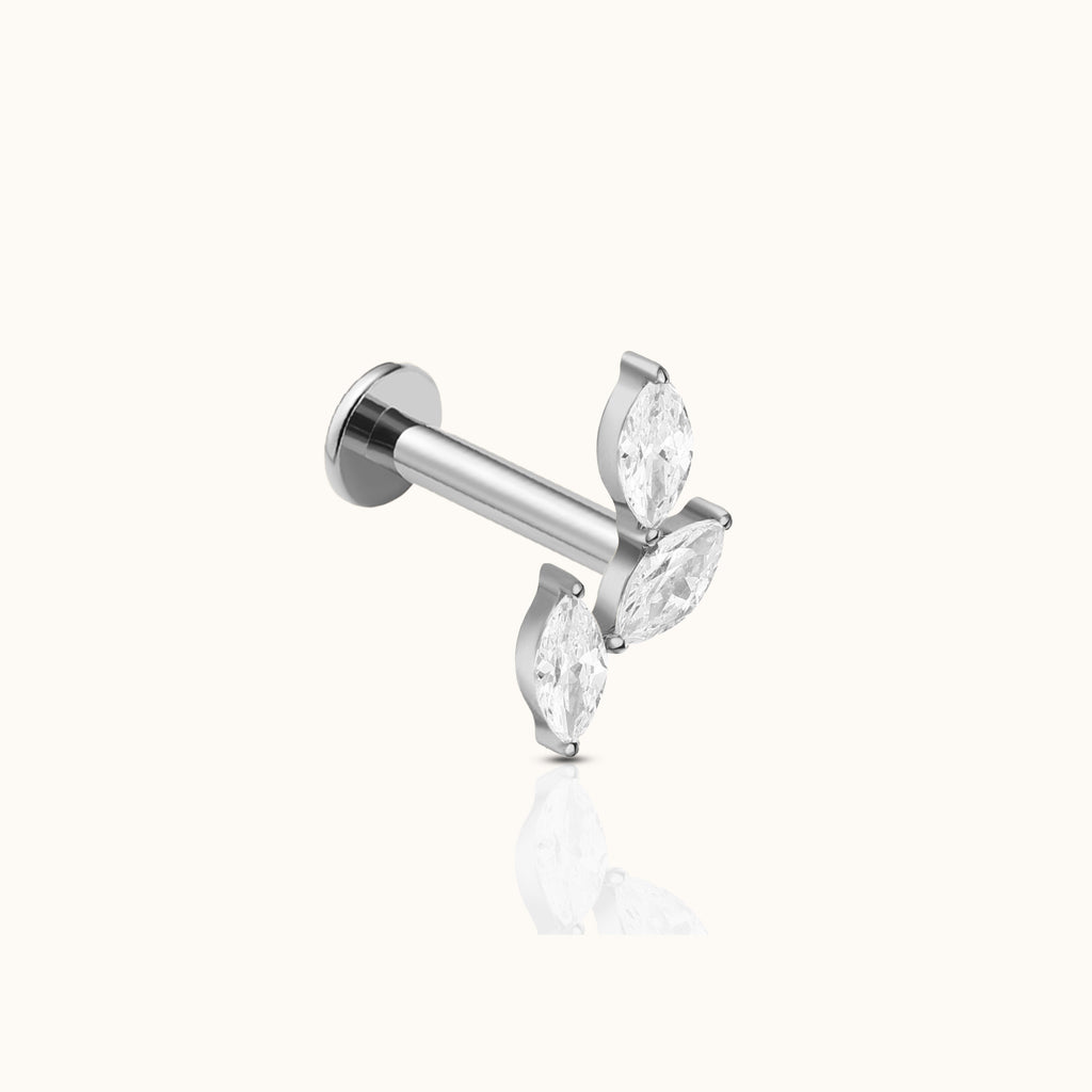 Oval CZ Branch Leaves Threadless Labret Titanium Flat Back Earring
Olive Leaf Healing Olive Branch Stud by Doviana
