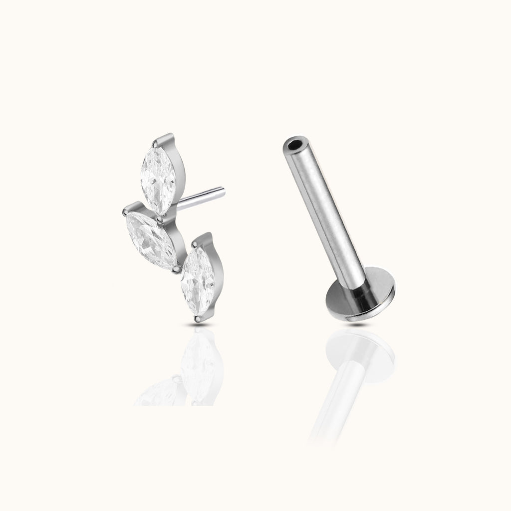 Oval CZ Branch Leaves Threadless Labret Titanium Flat Back Earring
Olive Leaf Healing Olive Branch Stud by Doviana