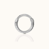 Parallel Double Hoop CZ Clicker Titanium Silver Hinged Nap Hoop Earring by Doviana