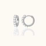 Petite 925 Sterling Silver Huggie Hoops Pearl Embellished Hoop Earrings by Doviana