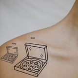 Pizza To-Go — Hot, Cheesy & Always a Mood by DOVIANA Tattoo Studio (height 0.6‘’)