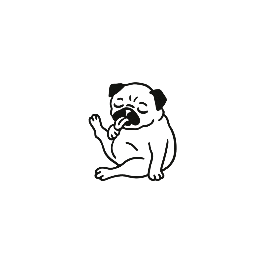Pugged Out — Zero Worries, All Snuggles by DOVIANA Tattoo Studio (height 0.6‘’)