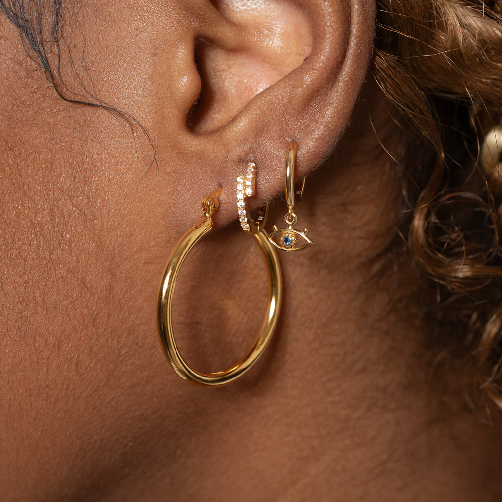 14k Gold Thick Hoop Earrings Cartilage Huggie Earrings  Estella Collection