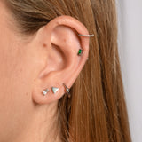 Rectangle Green CZ Threadless Labret Titanium Flat Back Nap Earring by Doviana