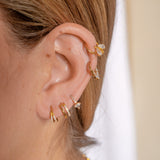Daith Septum CZ Heart Clicker Titanium PVD Gold Hinged Nap Hoop Earring by Doviana