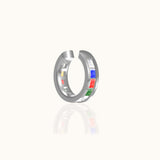 Single 925 Sterling Silver Rainbow CZ Embellished Pure Silver Ear Cuff Multi Colors LGBT Gay Friendly by Doviana