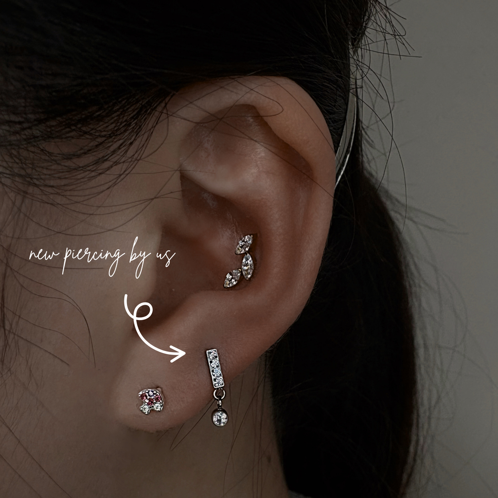 Rectangle Bar Dangle CZ Threadless Titanium Flat Back Nap Earring by Doviana