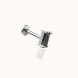 Rectangle Black CZ Threadless Labret Titanium Flat Back Nap Earring by Doviana