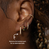 Paperclip Oval Detachable CZ Pave Link Chain Dangle Drop Hoop Earrings by Doviana