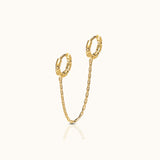 Single Gold Bead Double Hoop Chain Earring by Doviana