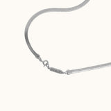 Essential Wide 3mm Herringbone Necklace Flat Thick Silver Snake Chain Necklace by Doviana