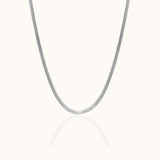 Essential Wide 3mm Herringbone Necklace Flat Thick Silver Snake Chain Necklace by Doviana