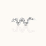 Silver Snake Coiled Cobra Textured Serpent Threadless Labret Titanium Flat Back Earring by Doviana