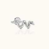 Silver Snake Coiled Cobra Textured Serpent Threadless Labret Titanium Flat Back Earring by Doviana