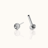 Ball Threadless Labret Flat Back Nap Earring Stud Push Back Wear to Sleep by Doviana