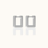 Block Chunky Sterling Silver Square Thick Rectangle Mini Huggie 925 Silver Hoop Earrings by Doviana