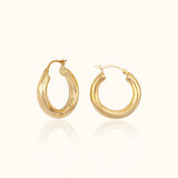 Chubby Latch Back Gold Wide Thick Tube Small Gold Chunky Hoop Earrings by Doviana