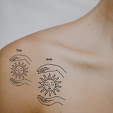 Sun in Safe Hands — Guided by Light  by DOVIANA Tattoo Studio (width 0.5‘’)