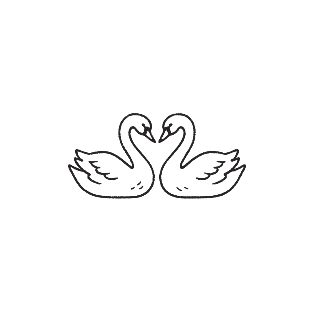 Swan Pair — Love in Perfect Harmony🦢 by DOVIANA Tattoo Studio (height 0.5‘’)