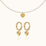 Sweetheart Hoop Earrings and Eternal Love Heart Necklace Set