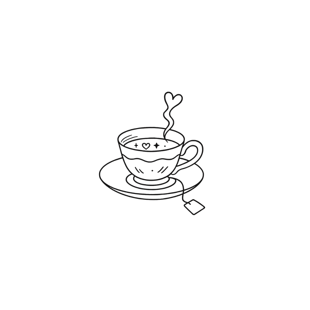 Tea Time Love — Sip, Relax, Repeat  by DOVIANA Tattoo Studio (height 0.6‘’)