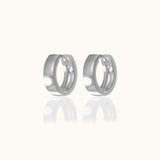 Sterling Silver Wide Round Band Petite Thick Circle Essential 925 Silver Huggie Hoop Earrings by Doviana