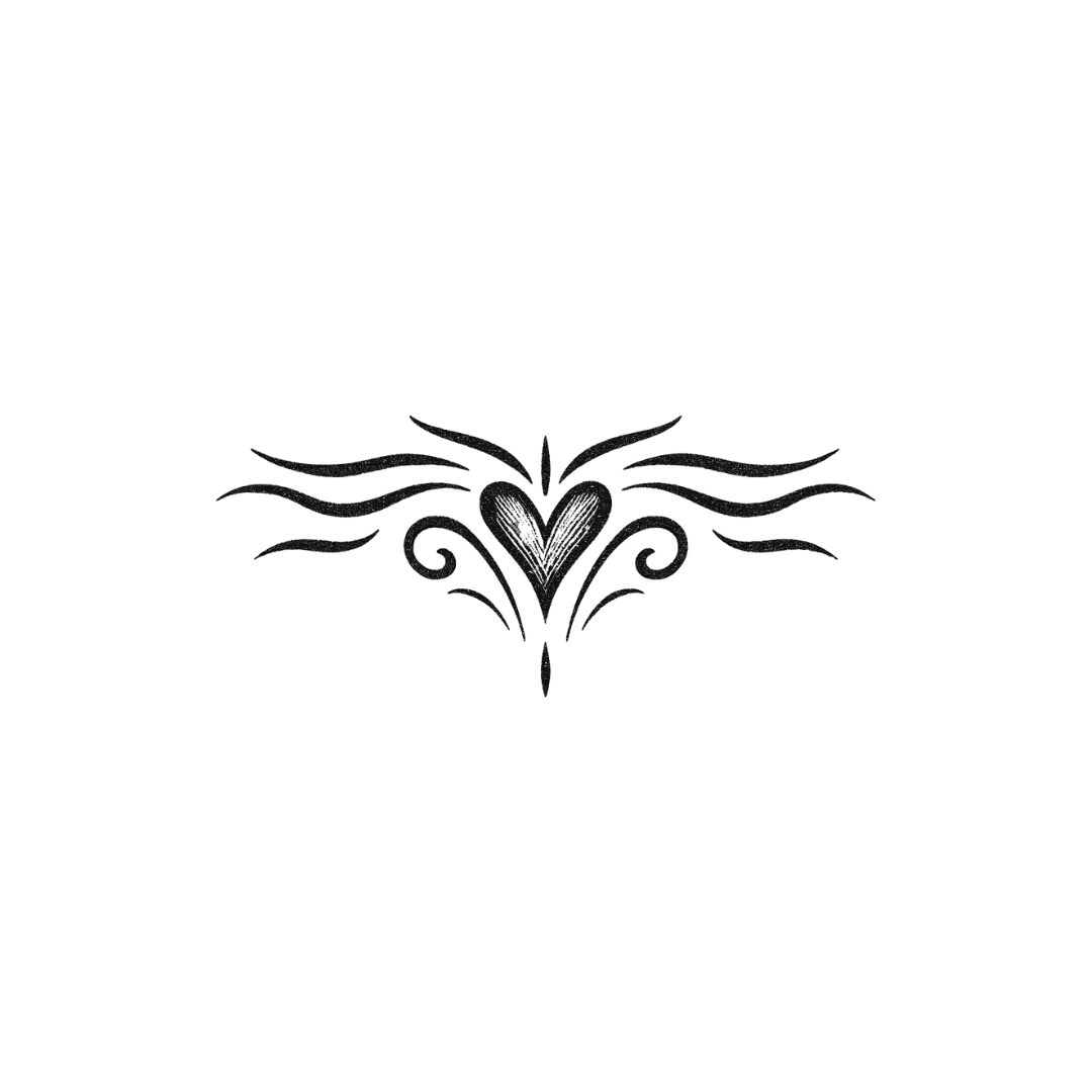 Tribal Flame Heart — Wild Love Tattoo by DOVIANA Tattoo Studio (height 0.48‘’)