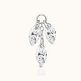 DOVIANA implant-grade titanium ear charm with three dangling marquise-cut clear CZ stones and polished silver-tone connector rings.