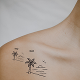 Tropical Sunset - A Symbol of Calm & Escape by DOVIANA Tattoo Studio (height 0.5‘’)