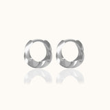 925 Sterling Silver Chubby Braided Whirl Huggie Thick Twisted Chunky Hoops Earrings by Doviana