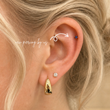 DOVIANA 14K solid gold 2mm midnight blue CZ threadless labret flat back earring for cartilage, helix and lobe piercings, hypoallergenic fine jewelry for sensitive ears