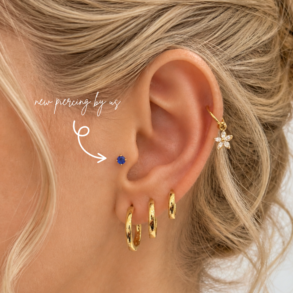 DOVIANA 14K solid gold 3mm midnight blue CZ threadless labret flat back earring for cartilage, helix and lobe piercings, hypoallergenic fine jewelry for sensitive ears