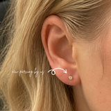 DOVIANA 14K solid gold 3mm round CZ bezel threadless labret flat back earring, minimalist cartilage and helix stud for sensitive ears, everyday fine jewelry