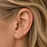 DOVIANA 14K solid gold paperclip chain link clicker hoop earring, minimalist chain hoop for cartilage, helix, and lobe piercings, fine jewelry for sensitive ears
