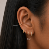 DOVIANA Classic Clicker 10mm Titanium PVD Gold Hinged Hoop Earring styled in a conch piercing, 8mm hoop in a upper lobe, featuring implant-grade titanium, a seamless hinged closure, and curated ear styling in Manhattan, New York.