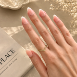 DOVIANA CZ Wishbone Band Titanium PVD Gold Ring featuring a delicate V-shaped silhouette accented with sparkling cubic zirconia stones and a polished gold finish for everyday wear.