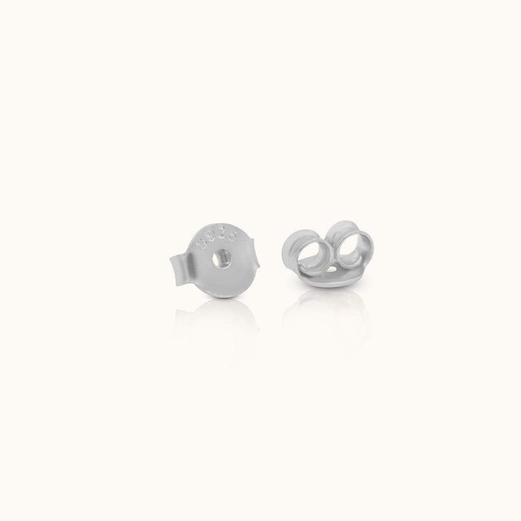 Sterling silver S925 butterfly earring backs, secure replacement stud backs for comfortable everyday wear and sensitive ears by DOVIANA NYC.