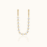 CZ Chain Double Hoop Earrings Gold Dangle Crystal Zirconia Embellished Hoops by Doviana