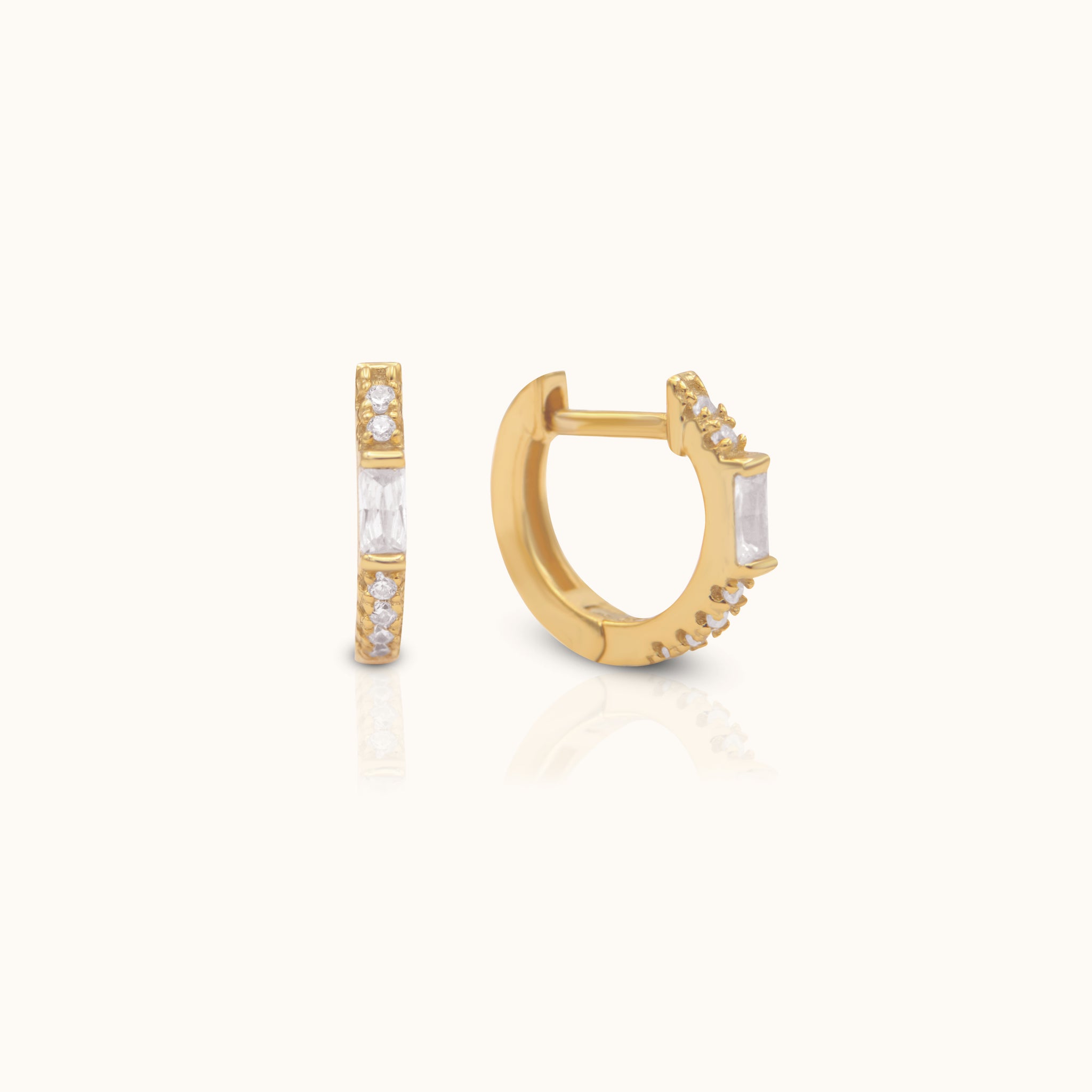 CZ Horseshoe Hoop Earrings Petite CZ Embellished Gold Cartilage Huggie Hoops by Doviana