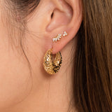 Large Thick Round Statement Signature Gold Hollow Carved Chunky Hoops by Doviana