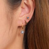 Petite Blue Gemstone Sun Shape Gold Studs Lapis Lazuli Stud Earrings by Doviana