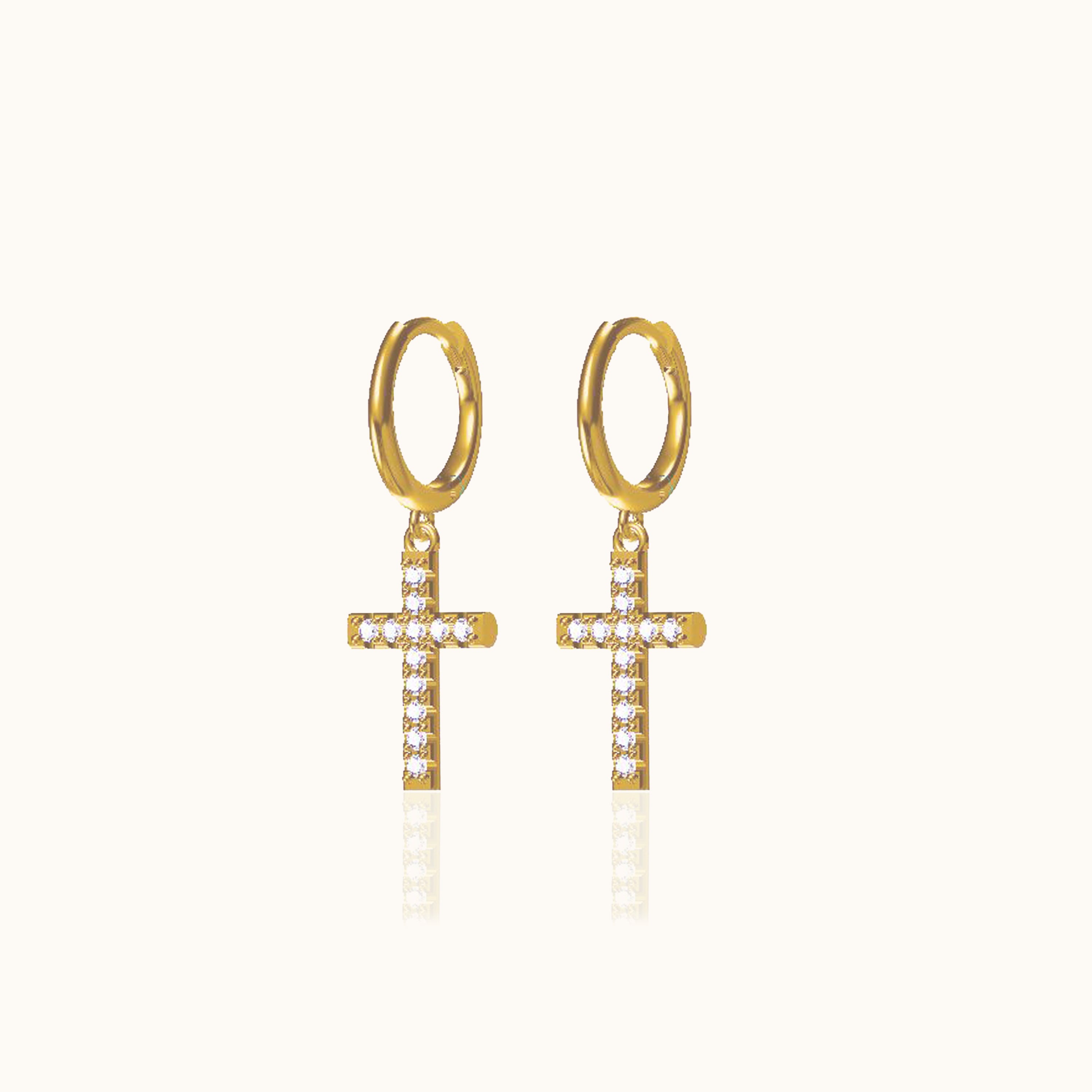 TATIANA☆[SILVER925] Cubic Cross Hoop Earring My Daily Styles Womens Girls 925 Sterling Silver Hoop Huggie