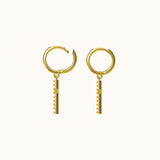 Dangle CZ Cross Hoop Earrings Gold Hanging Studded Cross Earring by Doviana
