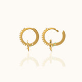 Tiny Charm Dangle Pave CZ Gold Detachable Gear Huggie Hoop Earrings by Doviana
