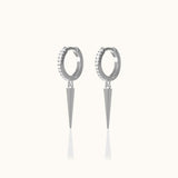 Diamond CZ Pave Spike Hoop Earrings Point Dangle 925 Sterling Silver Huggie Hoops by Doviana