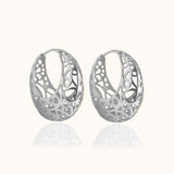 Large Thick Round Statement Signature 925 Sterling Silver Hollow Carved Chunky Hoops by Doviana