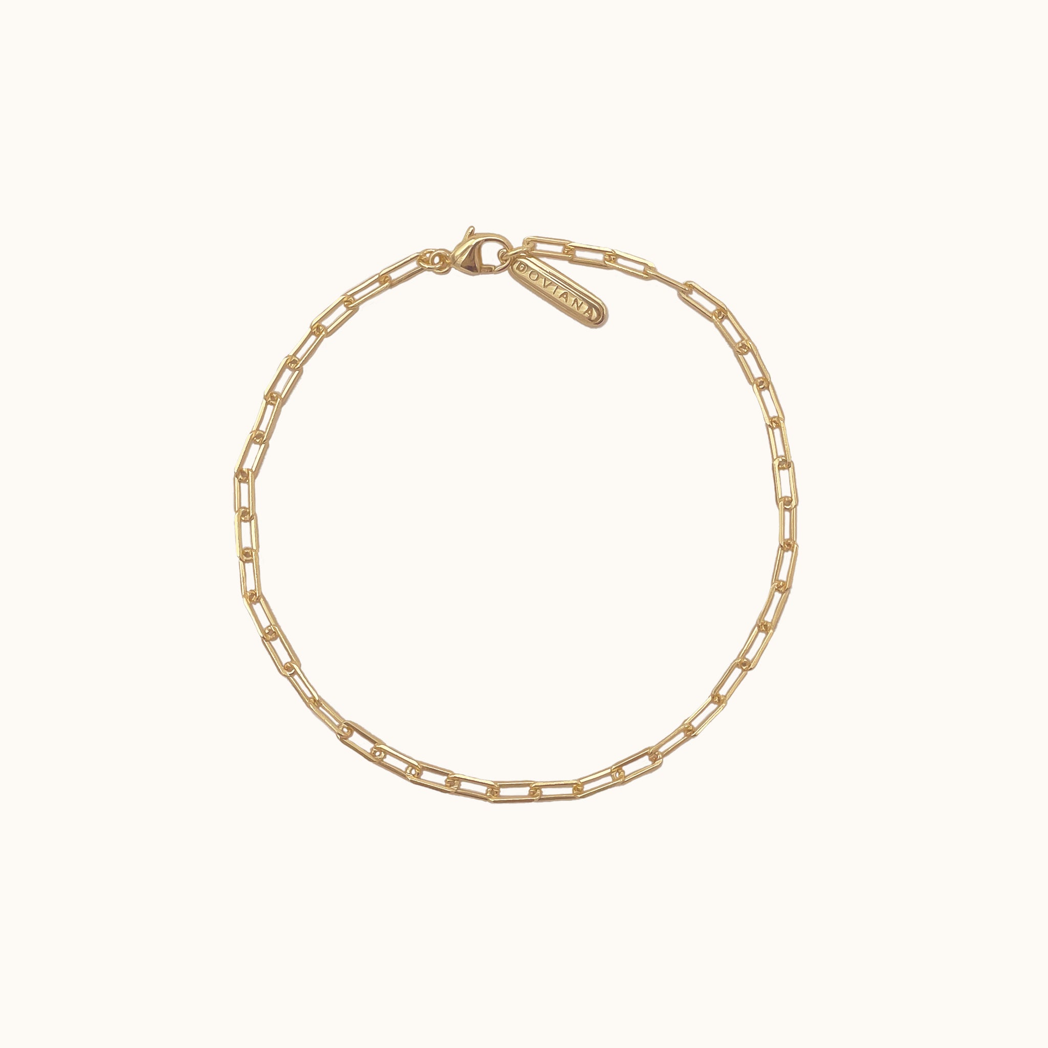 Gold Baby Paperclip Link Chain Bracelet Square Adjustable Chunky Classic by Doviana